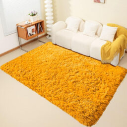 Ameha Yellow Shaggy Rugs For Living Room Bedroom Soft Pile Fluffy Floor Area Carpet 160X230 Cm Non Slip Rug - thumbnail 2