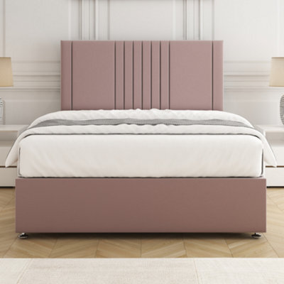 Bsspoke Monaco Divan Bed Set Pink Plush Velvet With 24Inch Headboard & Mattress No Drawers In Double King 3Ft 4Ft 6Ft - image 1