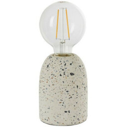 Modern Terrazzo Mini Table Lamp White Speckled Marble Bedside Bulb Holder Light