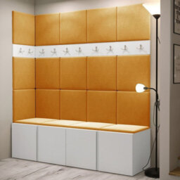 Anteroom Set Orion Ii White Shoe Cabinet Hangers Yellow Panels - thumbnail 2