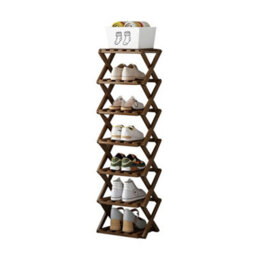 Living And Home Dark Brown 7-Tier Bamboo Folding Shoe Rack - thumbnail 6