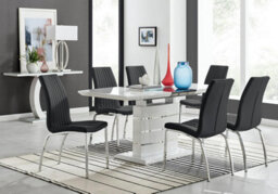 Furniturebox Uk Renato 120Cm High Gloss Extending Dining Table And 6 Black Isco Chairs - thumbnail 1
