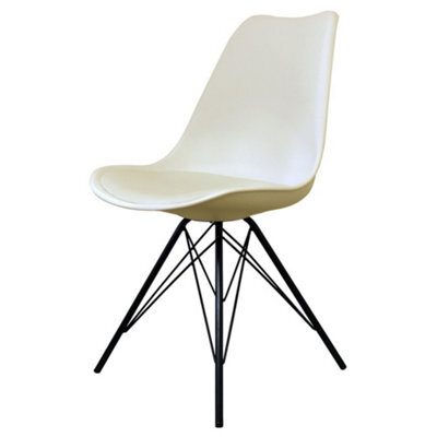 Fusion Living Soho Vanilla Plastic Dining Chair With Black Metal Legs - image 1