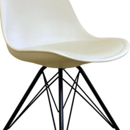 Fusion Living Soho Vanilla Plastic Dining Chair With Black Metal Legs - thumbnail 3