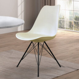 Fusion Living Soho Vanilla Plastic Dining Chair With Black Metal Legs - thumbnail 2