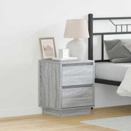 Berkfield Bedside Cabinets With Led Lights 2 Pcs Grey Sonoma 39X34.5X50 Cm - thumbnail 1
