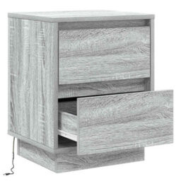 Berkfield Bedside Cabinets With Led Lights 2 Pcs Grey Sonoma 39X34.5X50 Cm - thumbnail 7