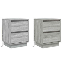 Berkfield Bedside Cabinets With Led Lights 2 Pcs Grey Sonoma 39X34.5X50 Cm - thumbnail 2