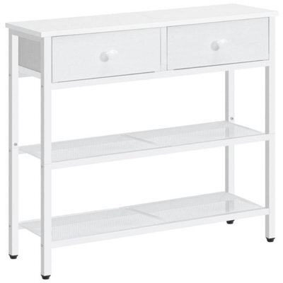 Console Hallway Sofa Side Table 2 Non-Woven Drawers White - image 1