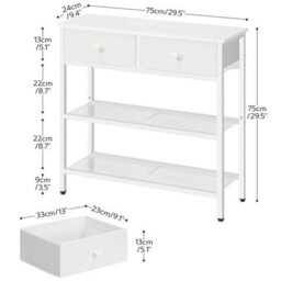 Console Hallway Sofa Side Table 2 Non-Woven Drawers White - thumbnail 2