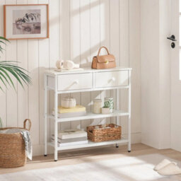 Console Hallway Sofa Side Table 2 Non-Woven Drawers White - thumbnail 4