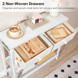 Console Hallway Sofa Side Table 2 Non-Woven Drawers White - thumbnail 5