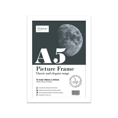 A5 White Picture Frame Fits A5 (14.8 X 21Cm - 5.8 X 8.3In) Poster, Photo, Artwork, Or Print. - image 1