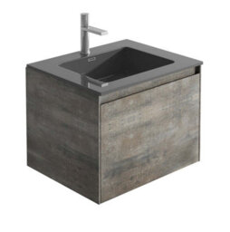Plum&clay Rigel Metallic Wall Hung Bathroom Vanity Unit With Black Basin (W)600mm (H)450mm - thumbnail 1