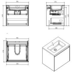 Plum&clay Rigel Metallic Wall Hung Bathroom Vanity Unit With Black Basin (W)600mm (H)450mm - thumbnail 2