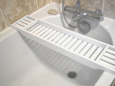 Wooden Bathtub Caddy Tray With Tablet And Wine Holder - image 1