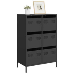 Berkfield Highboard Black 68X39X101.5 Cm Steel - thumbnail 1