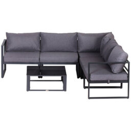 Wyld Haus Dokase 5-Seater Grey Modular Outdoor Corner Sofa Set With Coffee Table And Chair, Powder-Coated Aluminium Frame - thumbnail 9
