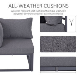 Wyld Haus Dokase 5-Seater Grey Modular Outdoor Corner Sofa Set With Coffee Table And Chair, Powder-Coated Aluminium Frame - thumbnail 5