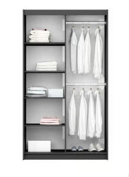 Arte Sand Beige Sliding Mirrored Wardrobe 120Cm - Modern Calm, Smart Storage - thumbnail 2