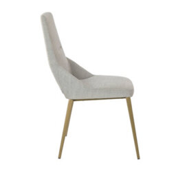 Angel Cerda Stylish Light Grey Fabric Dining Chair With Gold Legs - thumbnail 5