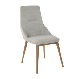 Angel Cerda Stylish Light Grey Fabric Dining Chair With Gold Legs