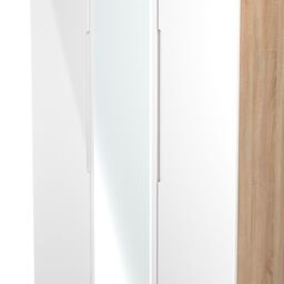 Messina Ready Assembled Modern White & Oak Effect Tall Triple Wardrobe With 1 Mirror Door (H)1970mm (W)1110mm (D)530mm - thumbnail 2