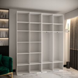 Arte Manhattan Iii Elegant Spacious Hinged Door Wardrobe W2000mm H2370mm D470mm - Sleek White, 4 Doors, 20 Shelves - thumbnail 8