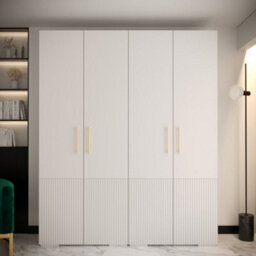 Arte Manhattan Iii Elegant Spacious Hinged Door Wardrobe W2000mm H2370mm D470mm - Sleek White, 4 Doors, 20 Shelves - thumbnail 2