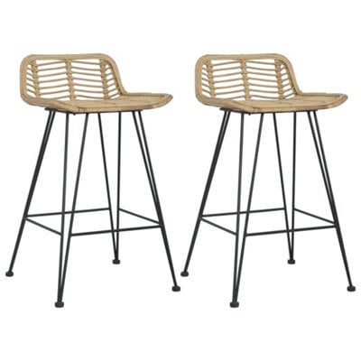 Vidaxl Bar Chairs 2 Pcs Natural Rattan - image 1