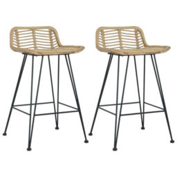 Vidaxl Bar Chairs 2 Pcs Natural Rattan - thumbnail 1