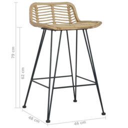 Vidaxl Bar Chairs 2 Pcs Natural Rattan - thumbnail 8