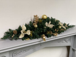 Best Artificial 3Ft Cream Gold Copper Decorated Christmas Swag Arch Festive Garland With 20 Warm White Battery Leds - thumbnail 8