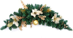 Best Artificial 3Ft Cream Gold Copper Decorated Christmas Swag Arch Festive Garland With 20 Warm White Battery Leds - thumbnail 2