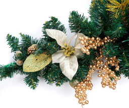 Best Artificial 3Ft Cream Gold Copper Decorated Christmas Swag Arch Festive Garland With 20 Warm White Battery Leds - thumbnail 5