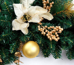 Best Artificial 3Ft Cream Gold Copper Decorated Christmas Swag Arch Festive Garland With 20 Warm White Battery Leds - thumbnail 4