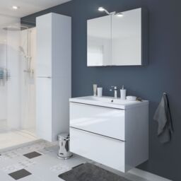 GoodHome Imandra Gloss White Wall-Mounted Bathroom Vanity Unit (H) 600mm (W) 800mm - thumbnail 3