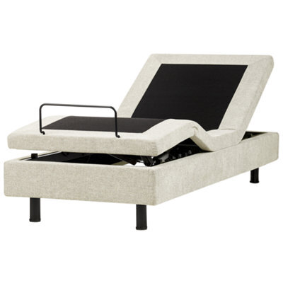Beliani Adjustable Bed Without Headboard Fabric Castellan 80 X 200 Cm (Eu Small Single) Beige - image 1