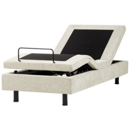 Beliani Adjustable Bed Without Headboard Fabric Castellan 80 X 200 Cm (Eu Small Single) Beige - thumbnail 1