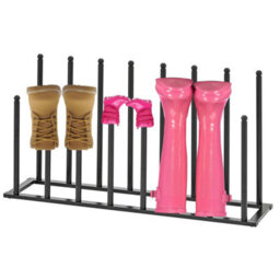 Welly Boot Rack - Metal Boot Organizer For Tall & Short Boots - Space Saving Design (Black- 8 Pair Rack) - thumbnail 2