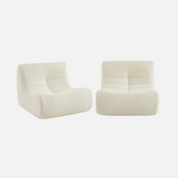 Sweeek - Pair Of 1-Seater Armchairs In Boucle Fabric Sokol Duo White 91X105X72 Cm - thumbnail 1