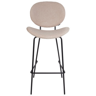 Wyld And Coco Luxline Boucle Bar Chairs Set Of 2 Light Beige Armless Iron Legs - image 1
