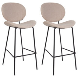 Wyld And Coco Luxline Boucle Bar Chairs Set Of 2 Light Beige Armless Iron Legs - thumbnail 4