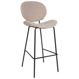 Wyld And Coco Luxline Boucle Bar Chairs Set Of 2 Light Beige Armless Iron Legs - thumbnail 6