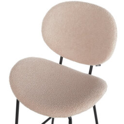 Wyld And Coco Luxline Boucle Bar Chairs Set Of 2 Light Beige Armless Iron Legs - thumbnail 8