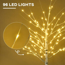 4Ft Artificial White Birch Tree With Pre It Led Light - thumbnail 3