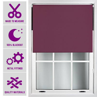 Furnished Made To Measure Blackout Roller Blinds With Metal Fittings - Aubergine Blind For Home And Office (W210Cm (L)210Cm