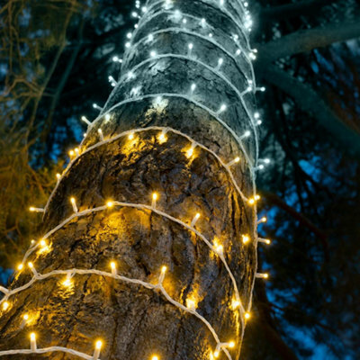 Christmas Tree World Crownvine 10M Dual Colour Fairy Lights Starter Set - 100 Leds Warm / Bright White - White Rubber Cable - image 1