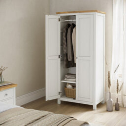 Farro White Double Full Hanging Wardrobe - By Roseland Furniture - thumbnail 2
