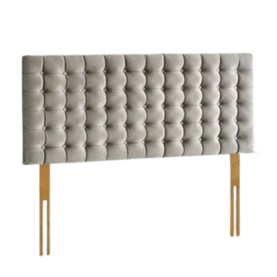 "Urban Textures Luxury 20"" High Velvet Fabric Upholstered Small Cubic Design Bed Headboard - Silver" - image 1